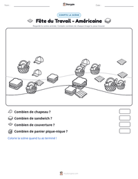 Aperçu de la feuille de travail imprimable Fête du Travail - Américaine