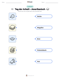 Tag der Arbeit - Amerikanisch druckbare Arbeitsblatt Vorschau