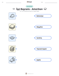 İşçi Bayramı - Amerikan yazdırılabilir çalışma sayfası önizlemesi