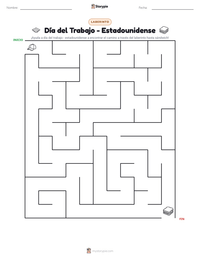 Vista previa de la hoja de trabajo imprimible de Día del Trabajo - Estadounidense