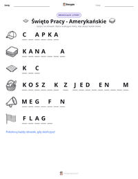 Podgląd drukowalnego arkusza ćwiczeń Święto Pracy - Amerykańskie