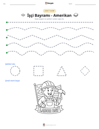 İşçi Bayramı - Amerikan yazdırılabilir çalışma sayfası önizlemesi