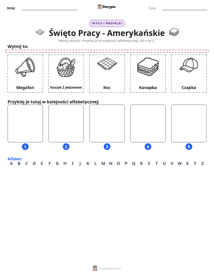 Wytnij i Wklej Alfabet