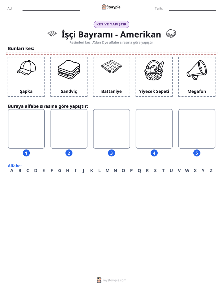 Kes & Yapıştır Alfabe