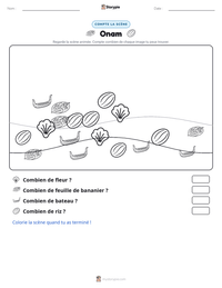 Aperçu de la feuille de travail imprimable Onam