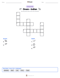 Onam - Indian printable worksheet preview