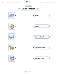Onam - Indian printable worksheet preview