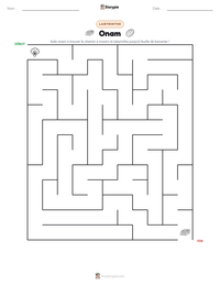 Aperçu de la feuille de travail imprimable Onam