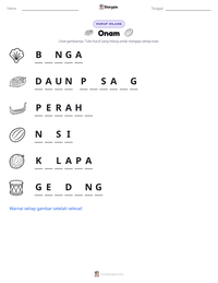 Prabaca lembar kerja cetak Onam
