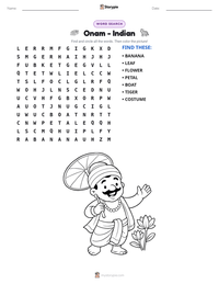 Onam - Indian printable worksheet preview
