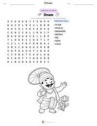 Aperçu de la feuille de travail imprimable Onam