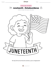 Vista previa de la hoja de trabajo imprimible de Juneteenth - Estadounidense