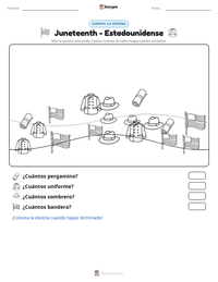 Vista previa de la hoja de trabajo imprimible de Juneteenth - Estadounidense