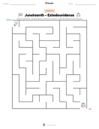 Vista previa de la hoja de trabajo imprimible de Juneteenth - Estadounidense