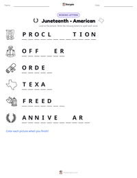 Juneteenth - American printable worksheet preview