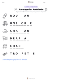 Aperçu de la feuille de travail imprimable Juneteenth - Américain