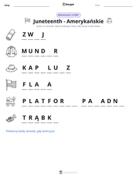 Podgląd drukowalnego arkusza ćwiczeń Juneteenth - Amerykańskie