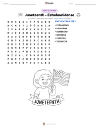 Vista previa de la hoja de trabajo imprimible de Juneteenth - Estadounidense