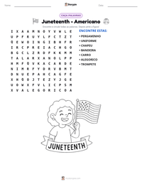 Prévia da folha de atividades imprimível Juneteenth - Americano