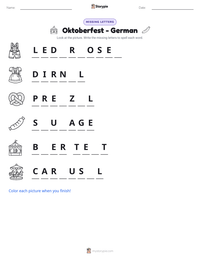 Oktoberfest - German printable worksheet preview