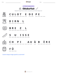 Aperçu de la feuille de travail imprimable Oktoberfest