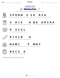 Podgląd drukowalnego arkusza ćwiczeń Oktoberfest