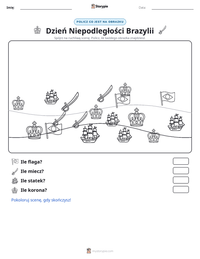 Podgląd drukowalnego arkusza ćwiczeń Dzień Niepodległości Brazylii