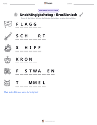Unabhängigkeitstag - Brasilianisch druckbare Arbeitsblatt Vorschau