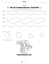 Vista previa de la hoja de trabajo imprimible de Día de la Independencia - Brasileño