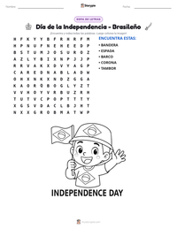 Vista previa de la hoja de trabajo imprimible de Día de la Independencia - Brasileño