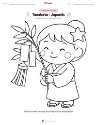 Prévia da folha de atividades imprimível Tanabata - Japonês