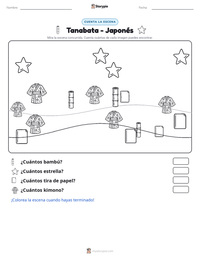 Vista previa de la hoja de trabajo imprimible de Tanabata - Japonés