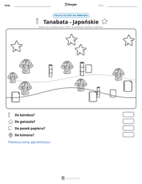 Podgląd drukowalnego arkusza ćwiczeń Tanabata - Japońskie