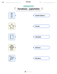 Podgląd drukowalnego arkusza ćwiczeń Tanabata - Japońskie
