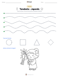 Vista previa de la hoja de trabajo imprimible de Tanabata - Japonés