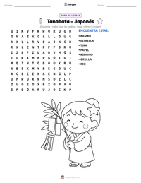 Vista previa de la hoja de trabajo imprimible de Tanabata - Japonés