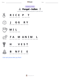 Pongal - Indian printable worksheet preview