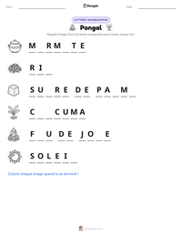 Aperçu de la feuille de travail imprimable Pongal