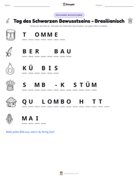 Tag des Schwarzen Bewusstseins - Brasilianisch druckbare Arbeitsblatt Vorschau