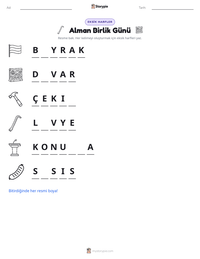 Alman Birlik Günü yazdırılabilir çalışma sayfası önizlemesi