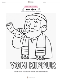 Vista previa de la hoja de trabajo imprimible de Yom Kipur