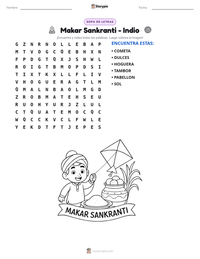 Vista previa de la hoja de trabajo imprimible de Makar Sankranti - Indio