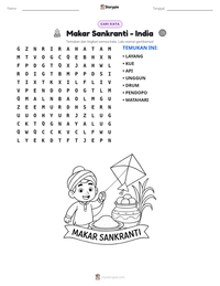 Prabaca lembar kerja cetak Makar Sankranti - India