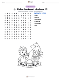 Prévia da folha de atividades imprimível Makar Sankranti - Indiano