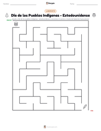 Vista previa de la hoja de trabajo imprimible de Día de los Pueblos Indígenas - Estadounidense