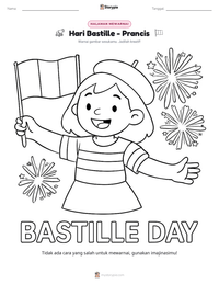 Prabaca lembar kerja cetak Hari Bastille - Prancis