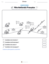Aperçu de la feuille de travail imprimable Fête Nationale Française