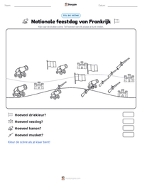 Nationale feestdag van Frankrijk afdrukbare werkblad voorbeeld