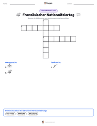 Französischer Nationalfeiertag druckbare Arbeitsblatt Vorschau