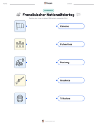 Französischer Nationalfeiertag druckbare Arbeitsblatt Vorschau